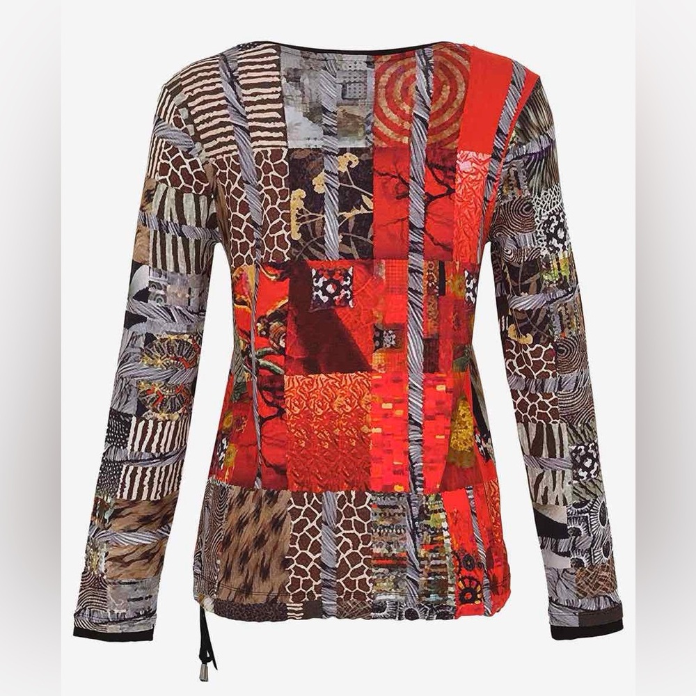 NWT: Dolcezza Women's Patchwork Long Sleeve Top size S - Picture 2 of 4